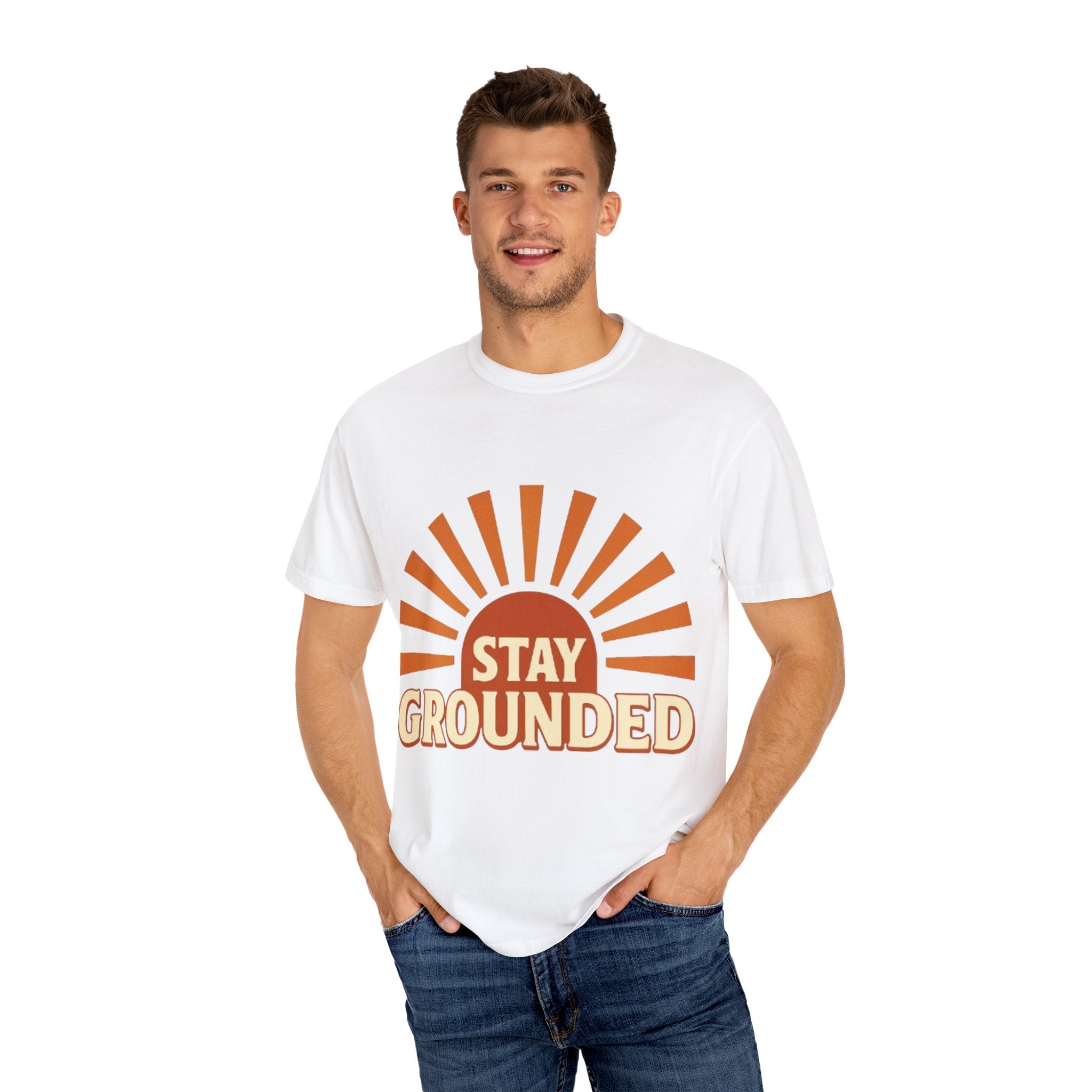 Stay Grounded sunburst T-shirt | retro sunrise graphic tee