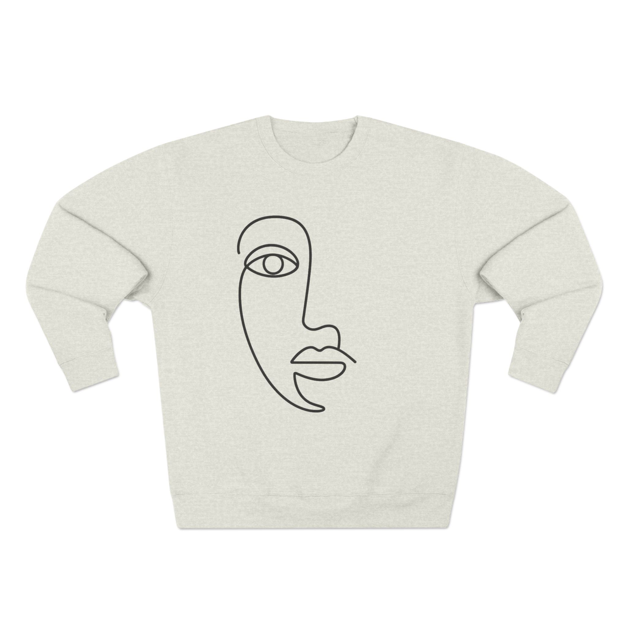 Minimal One-Line Face Crewneck Sweatshirt | Abstract Line Art