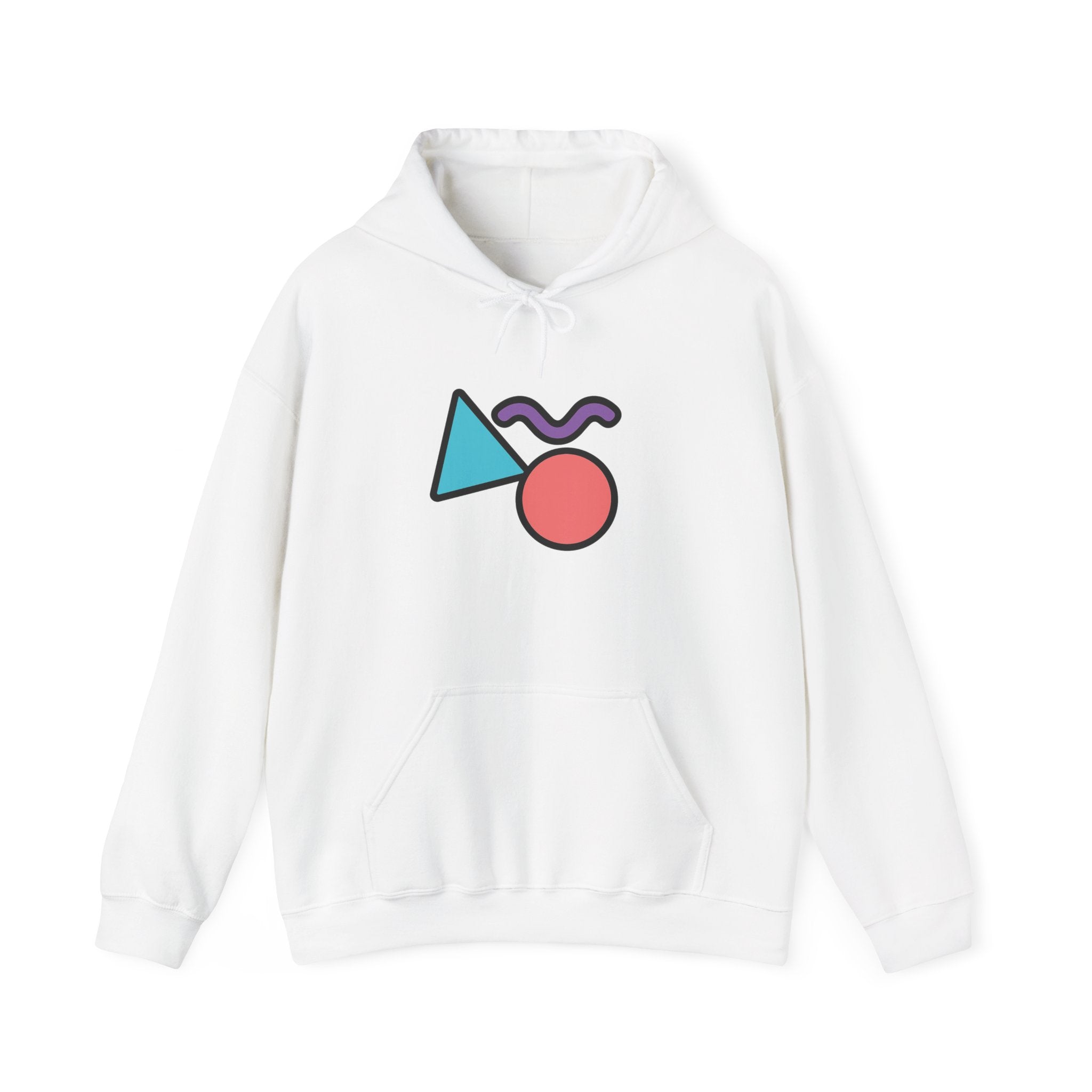 Memphis Geometric Shapes Hoodie | Retro 80s Triangle Circle Squiggle