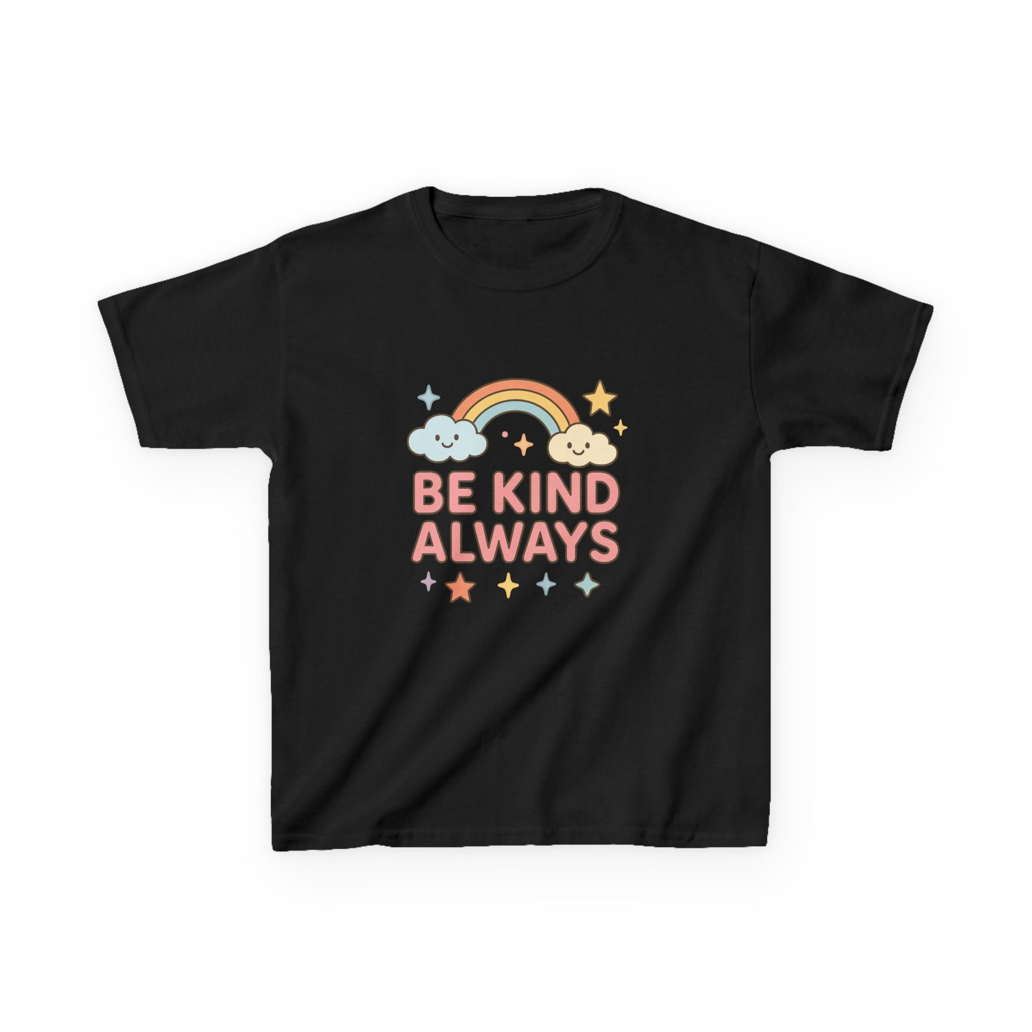 Be Kind Always rainbow cloud kids tee | pastel stars positive message