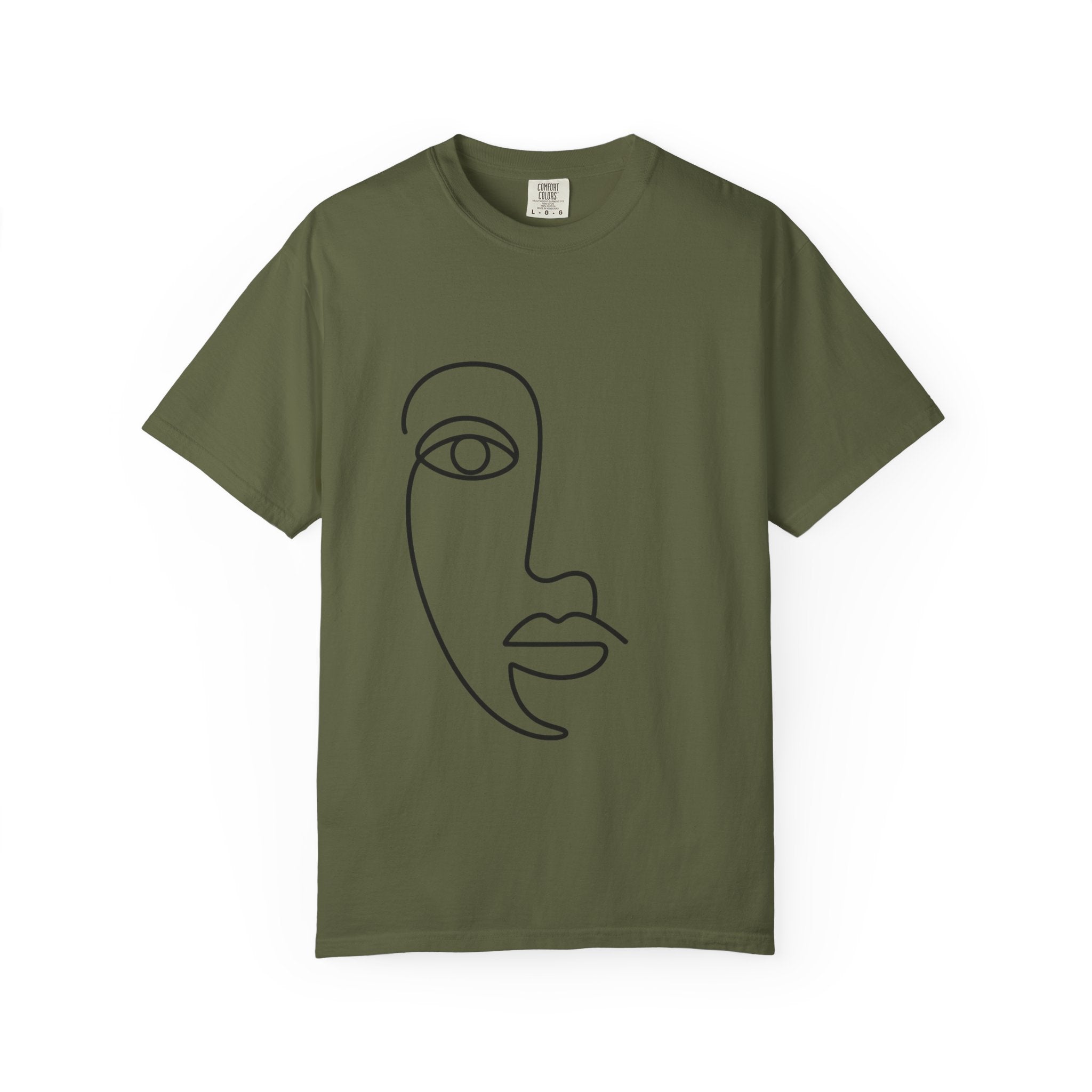 Minimal Line Art Face T-Shirt – Aesthetic Abstract Tee | Unisex Comfort Color Shirt