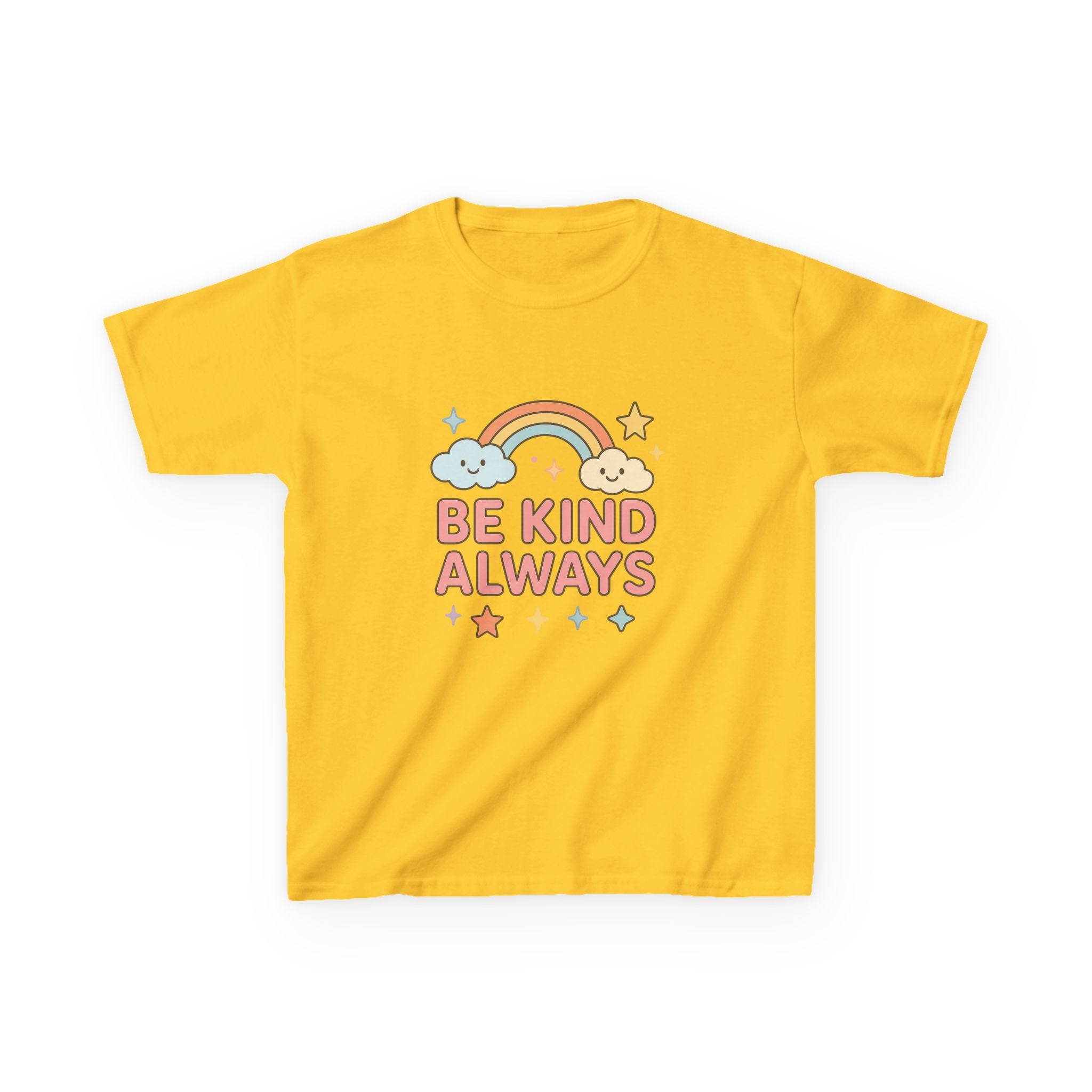 Be Kind Always rainbow cloud kids tee | pastel stars positive message