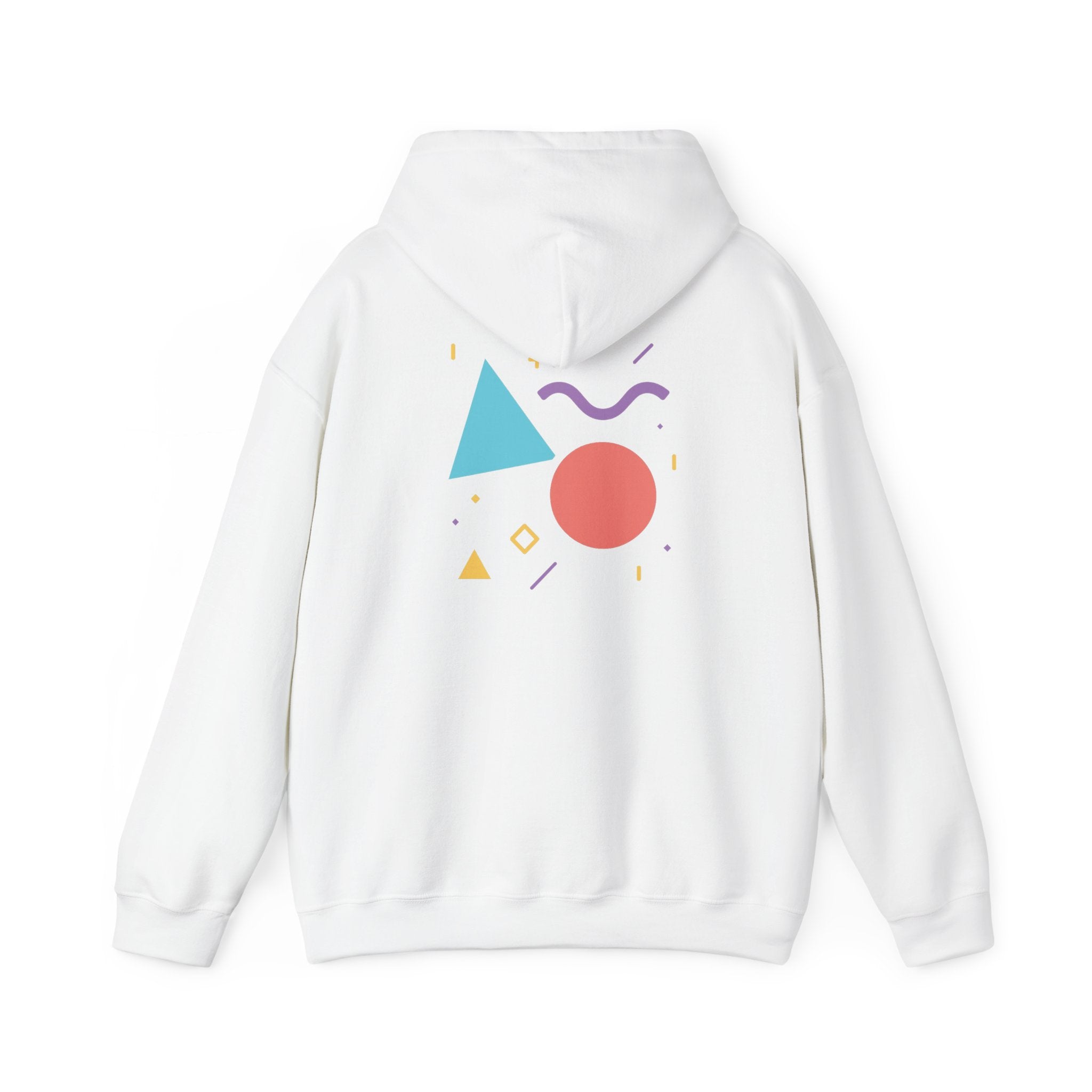 Memphis Geometric Shapes Hoodie | Retro 80s Triangle Circle Squiggle