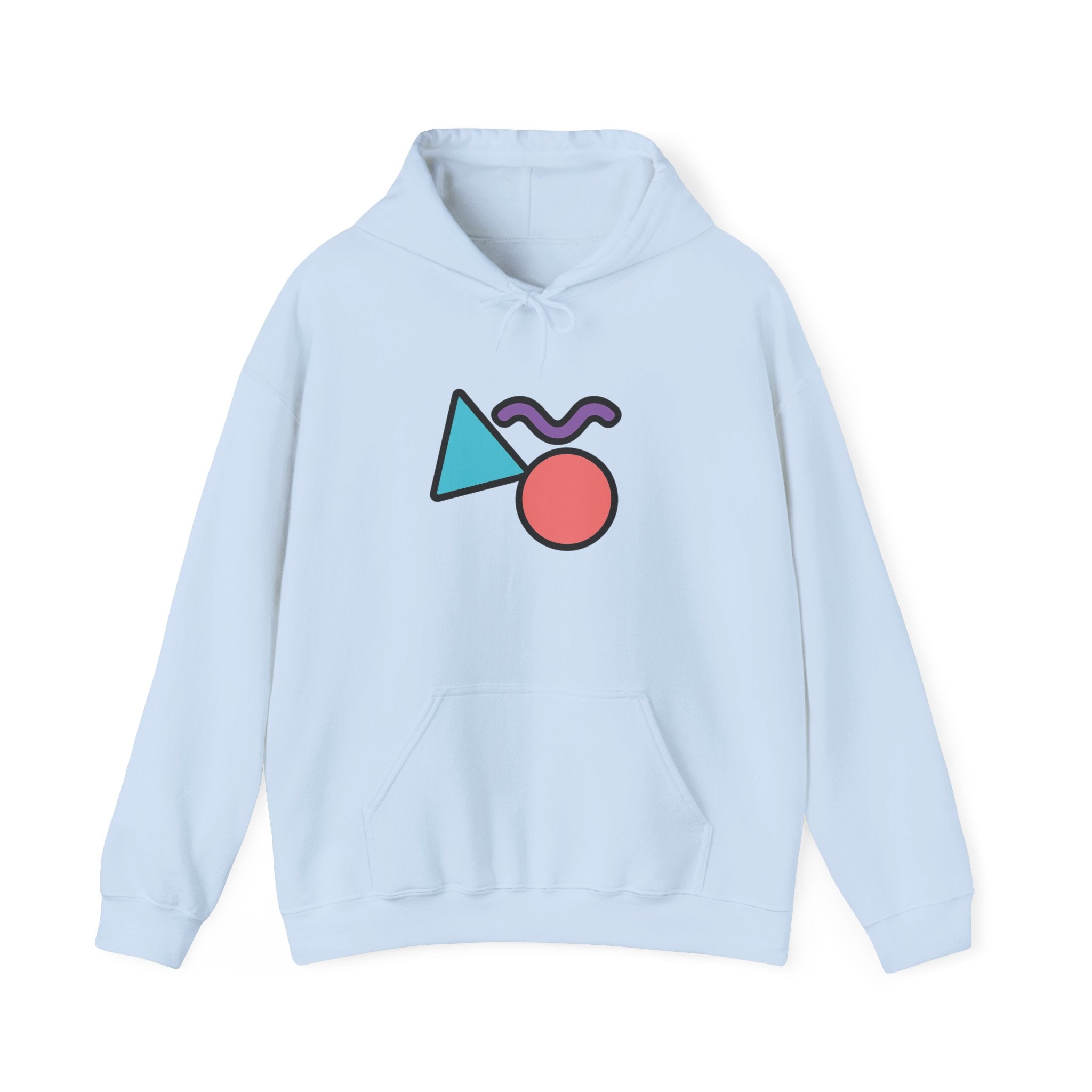 Memphis Geometric Shapes Hoodie | Retro 80s Triangle Circle Squiggle