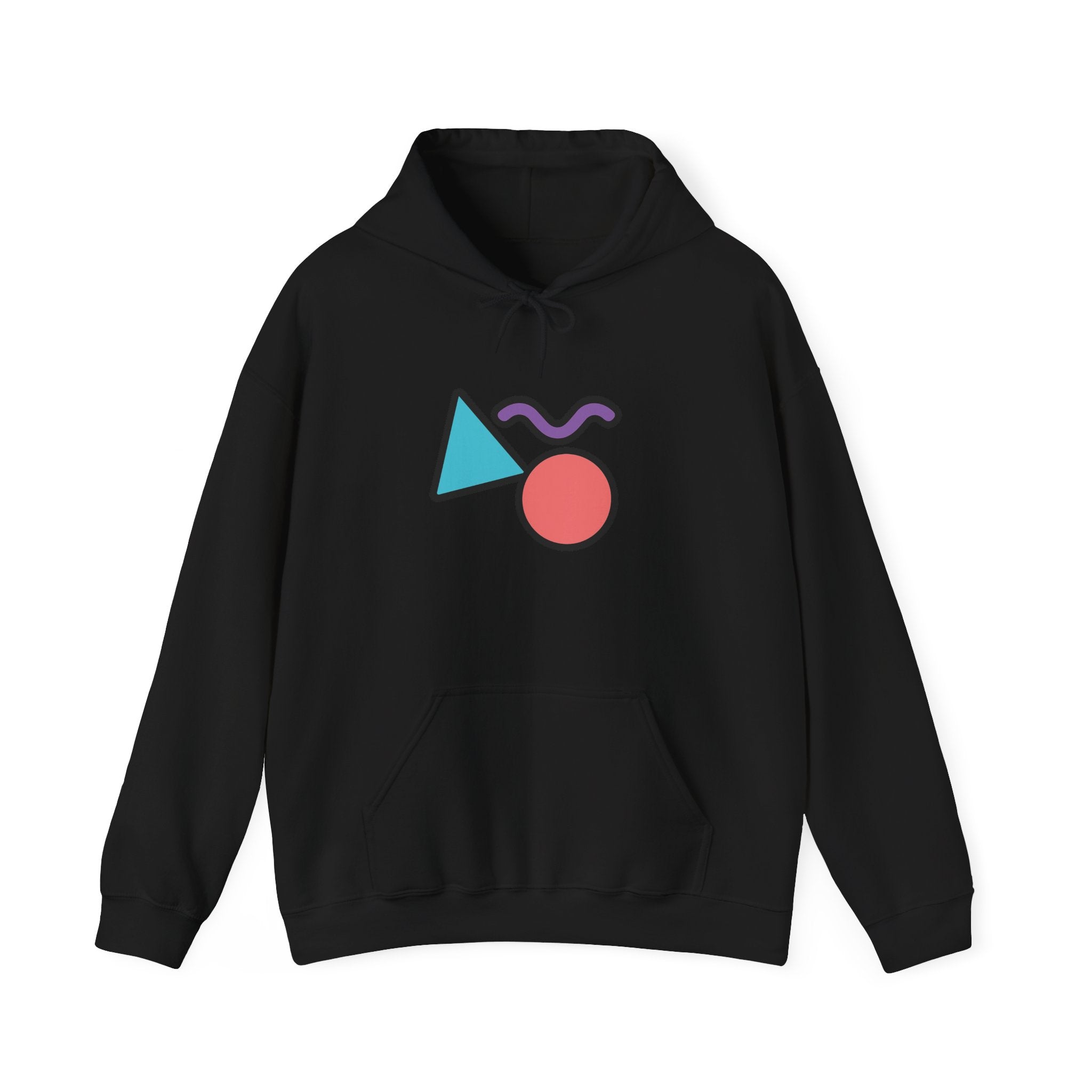 Memphis Geometric Shapes Hoodie | Retro 80s Triangle Circle Squiggle