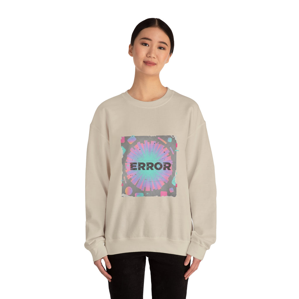 Glitch Error Graphic Crewneck Sweatshirt | retro tech, VHS static