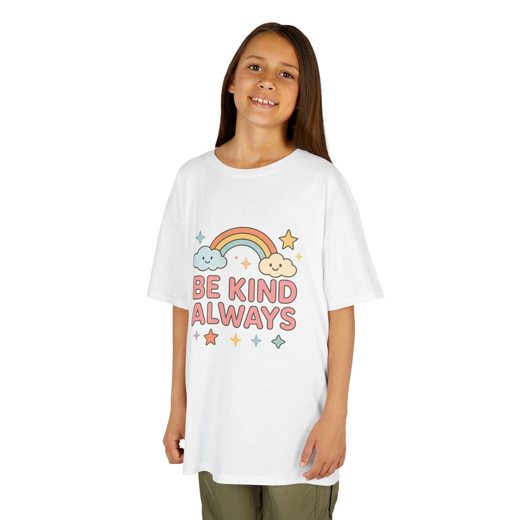 Be Kind Always rainbow cloud kids tee | pastel stars positive message