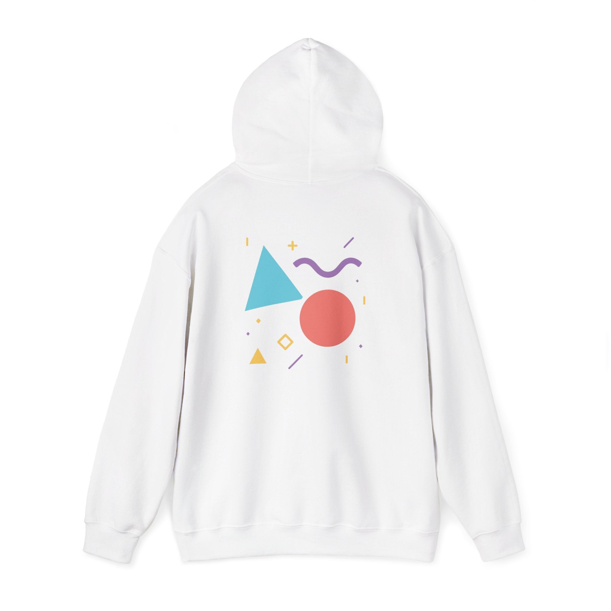 Memphis Geometric Shapes Hoodie | Retro 80s Triangle Circle Squiggle