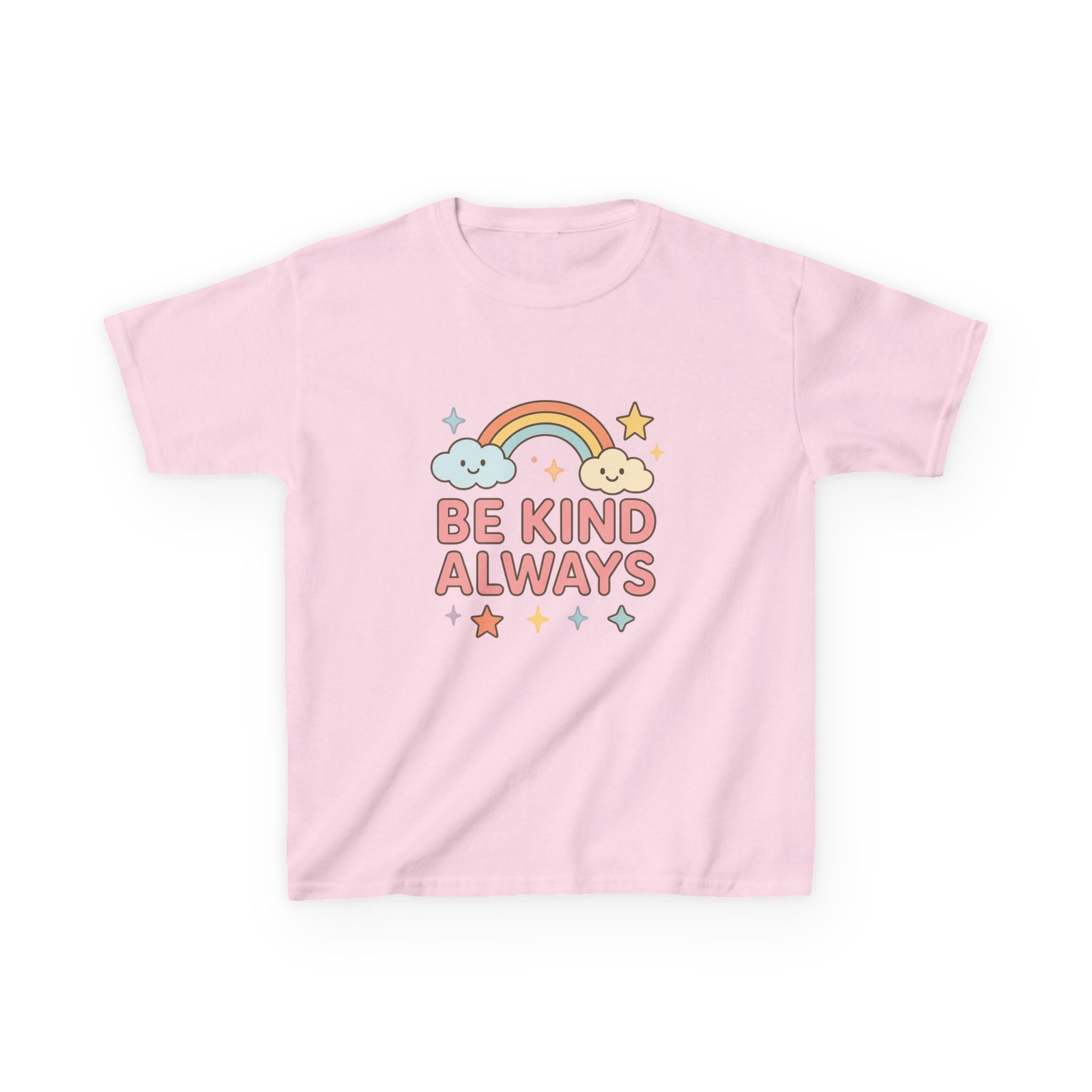 Be Kind Always rainbow cloud kids tee | pastel stars positive message