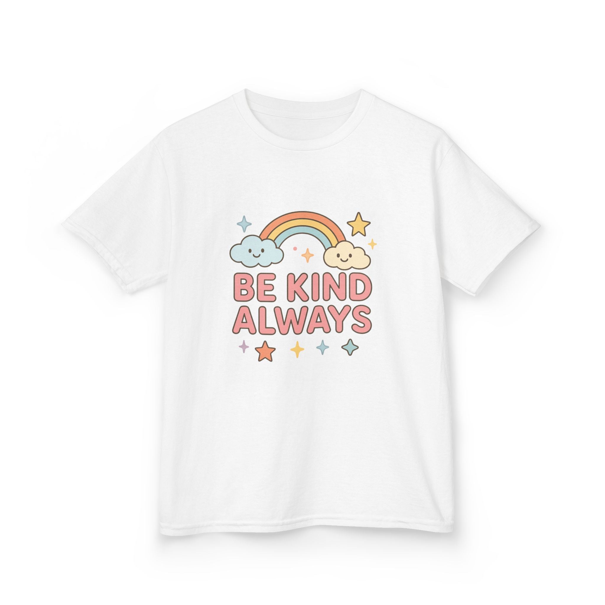 Be Kind Always rainbow cloud kids tee | pastel stars positive message