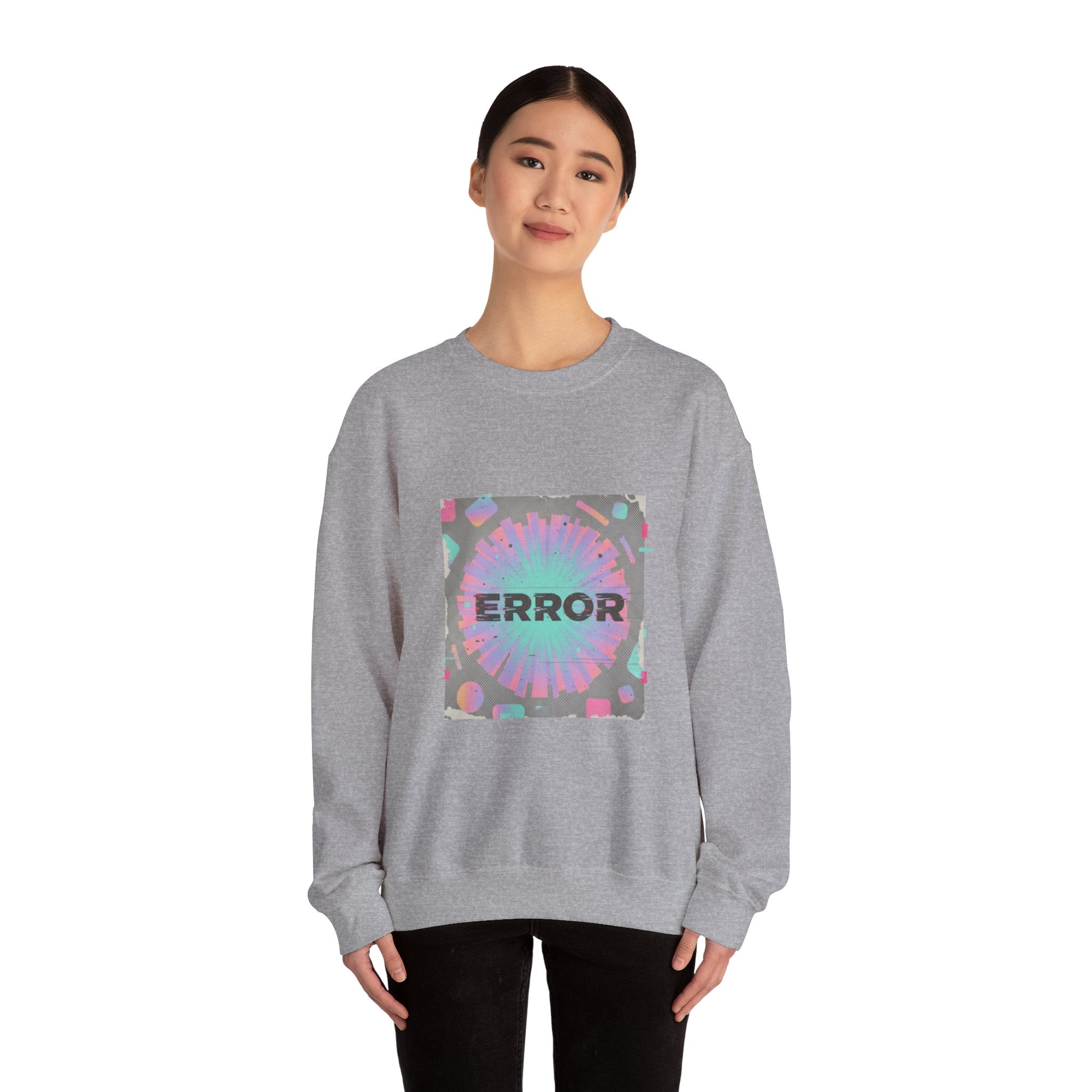 Glitch Error Graphic Crewneck Sweatshirt | retro tech, VHS static