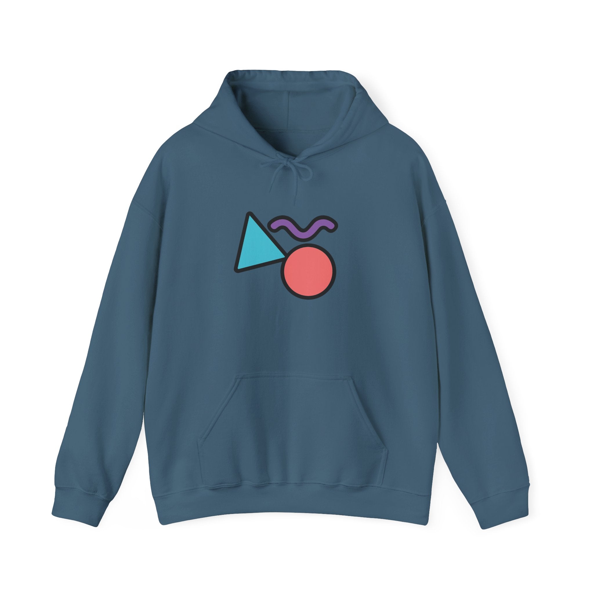 Memphis Geometric Shapes Hoodie | Retro 80s Triangle Circle Squiggle