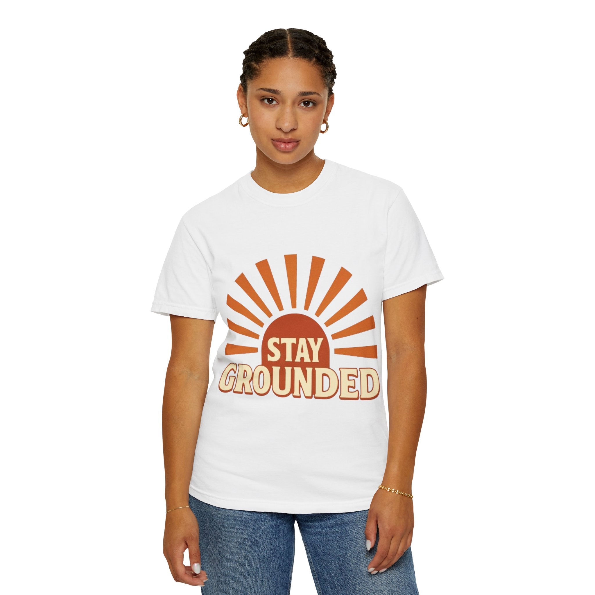 Stay Grounded sunburst T-shirt | retro sunrise graphic tee