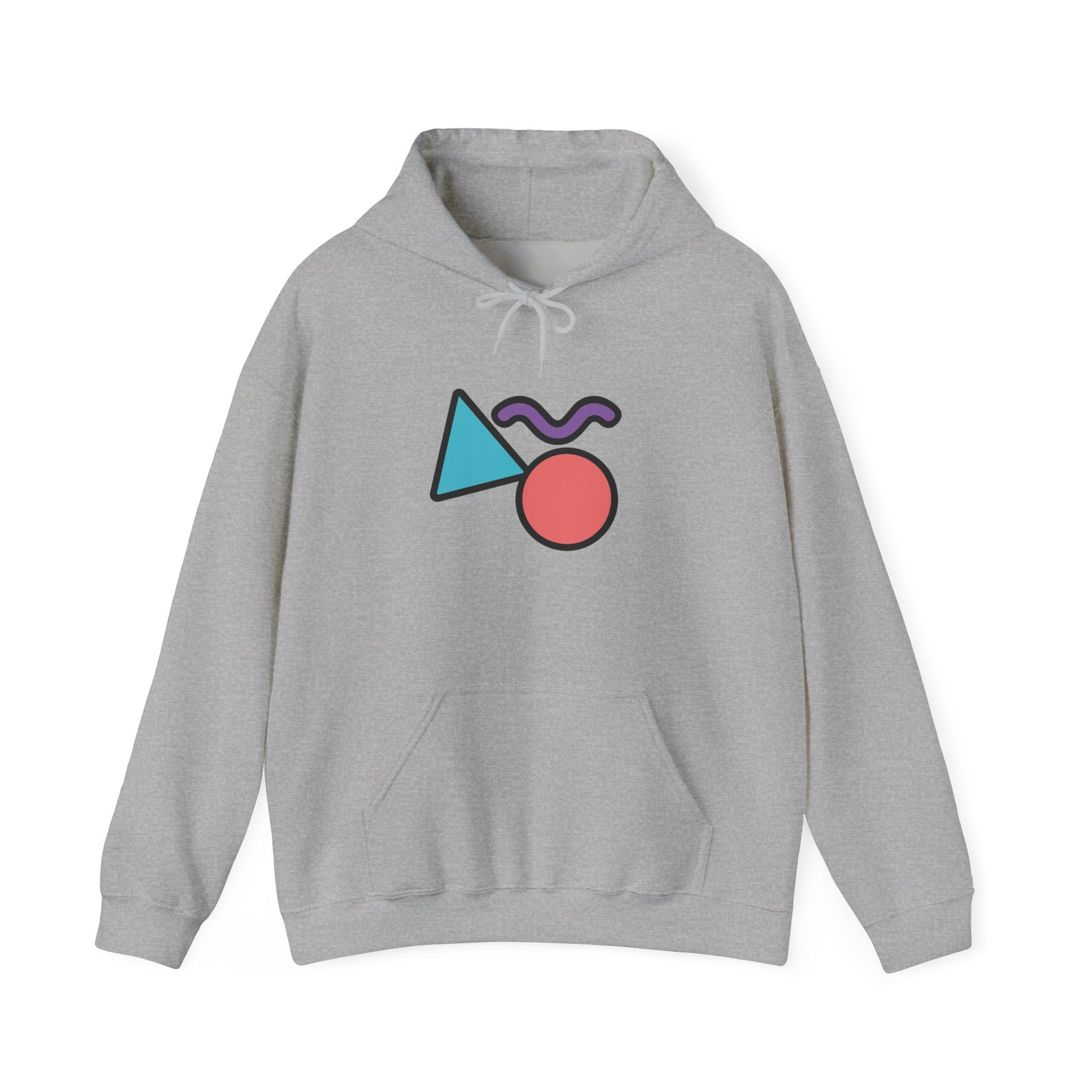 Memphis Geometric Shapes Hoodie | Retro 80s Triangle Circle Squiggle