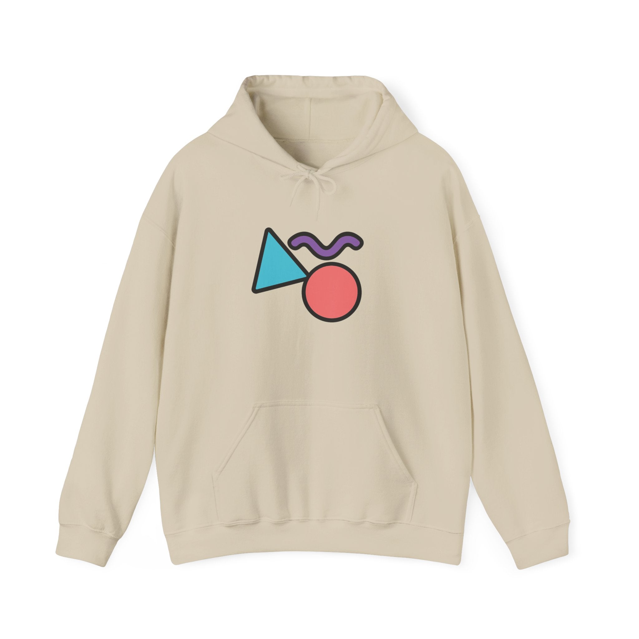 Memphis Geometric Shapes Hoodie | Retro 80s Triangle Circle Squiggle