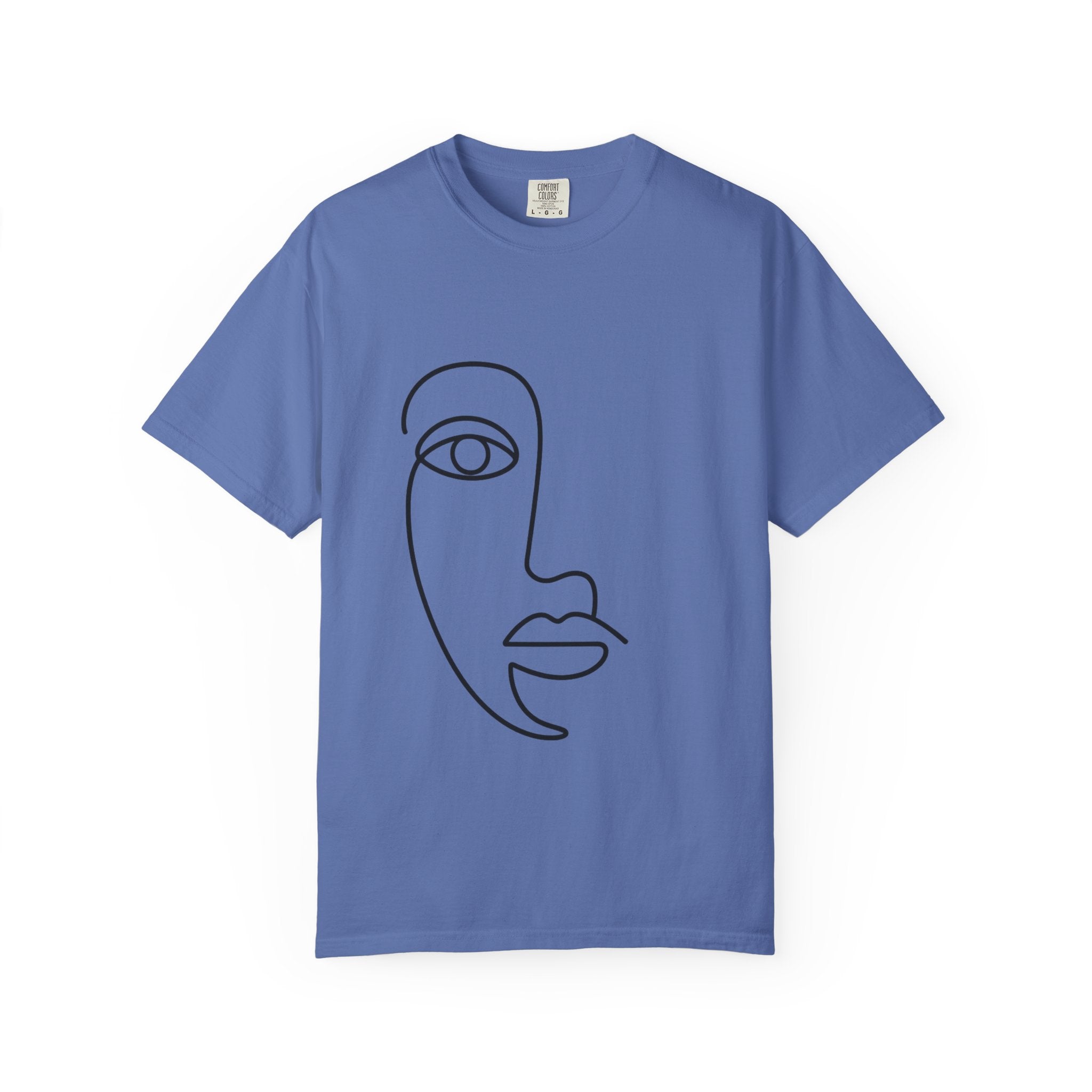 Minimal Line Art Face T-Shirt – Aesthetic Abstract Tee | Unisex Comfort Color Shirt